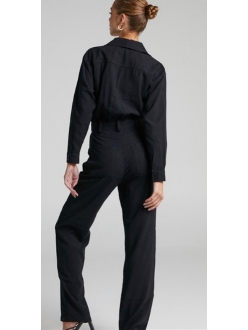 We Wore What Utility Jumpsuit Black Utilitarian Minimalist Small Preppy Grunge - Picture 6 of 12